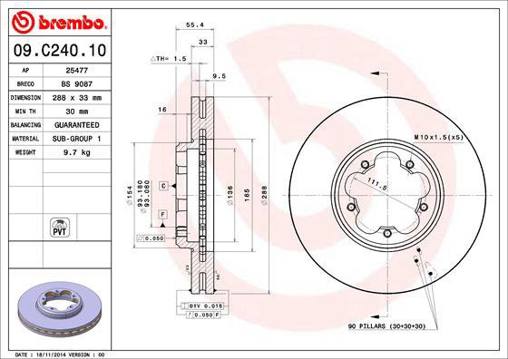 BREMBO brake disc 09. C240.10, set of 2 - Brake Disc