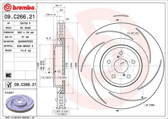 BREMBO brake disc 09. C266.21, set of 2 - Brake Disc