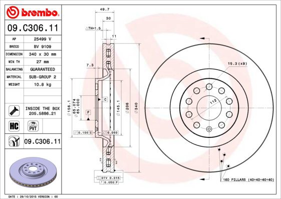 BREMBO brake disc 09. C306.11, set of 2 - Brake Disc