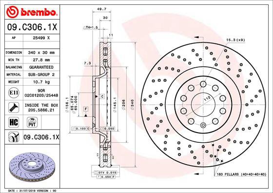 BREMBO brake disc 09. C306.1X, set of 2 - Brake Disc