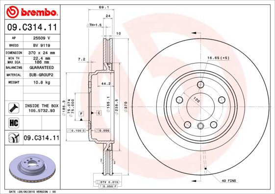 BREMBO brake disc 09. C314.11, set of 2 - Brake Disc