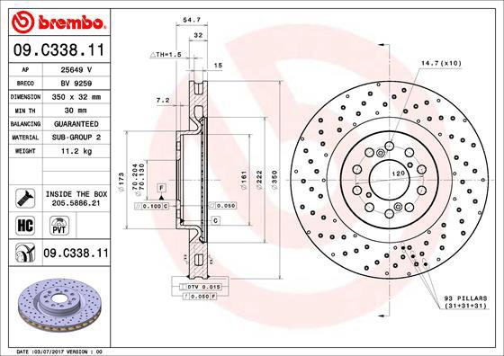 BREMBO brake disc 09. C338.11, set of 2 - Brake Disc