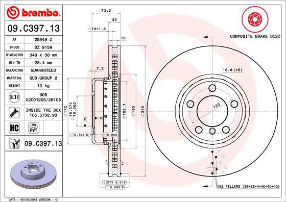 BREMBO brake disc 09. C397.13, set of 2 - Brake Disc