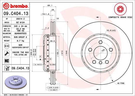 BREMBO brake disc 09. C404.13, set of 2 - Brake Disc