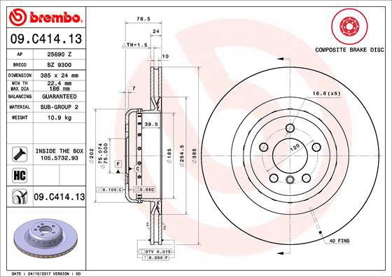 BREMBO brake disc 09. C414.13, set of 2 - Brake Disc