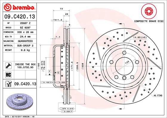 BREMBO brake disc 09. C420.13, set of 2 - Brake Disc