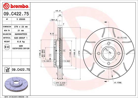 BREMBO brake disc 09. C422.75, set of 2 - Brake Disc
