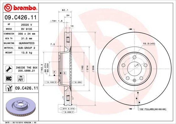 BREMBO brake disc 09. C426.11, set of 2 - Brake Disc