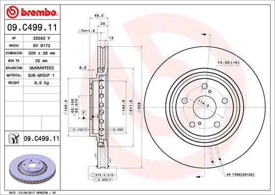 BREMBO brake disc 09. C499.11, set of 2 - Brake Disc