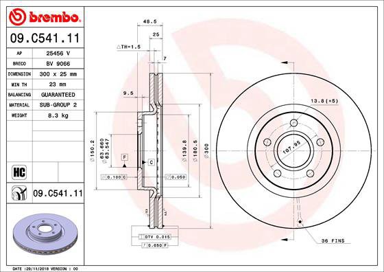 BREMBO brake disc 09. C541.11, set of 2 - Brake Disc
