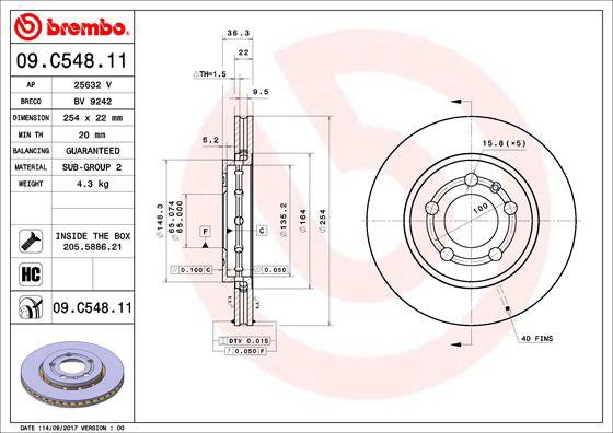 BREMBO brake disc 09. C548.11, set of 2 - Brake Disc