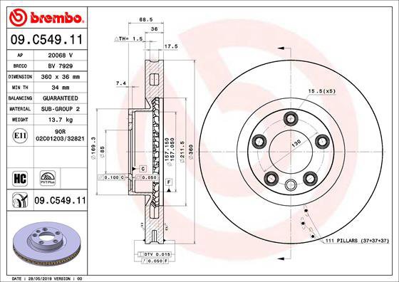 BREMBO brake disc 09. C549.11, set of 2 - Brake Disc