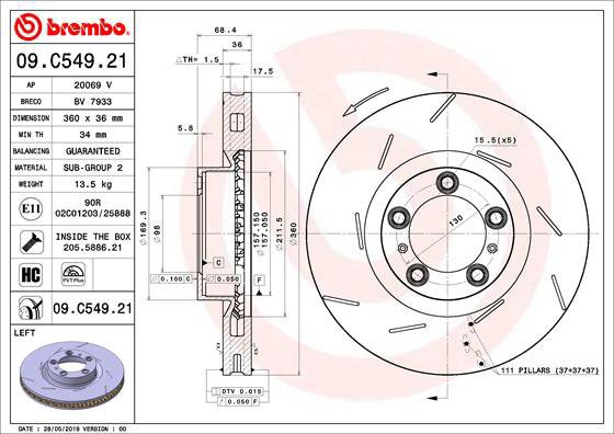 BREMBO brake disc 09. C549.21, set of 2 - Brake Disc