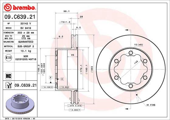 BREMBO brake disc 09. C639.21, set of 2 - Brake Disc