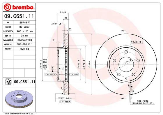 BREMBO brake disc 09. C651.11, set of 2 - Brake Disc