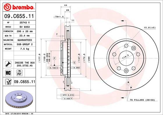 BREMBO brake disc 09. C655.11, set of 2 - Brake Disc