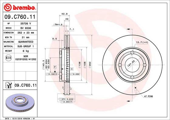 BREMBO brake disc 09. C760.11, set of 2 - Brake Disc
