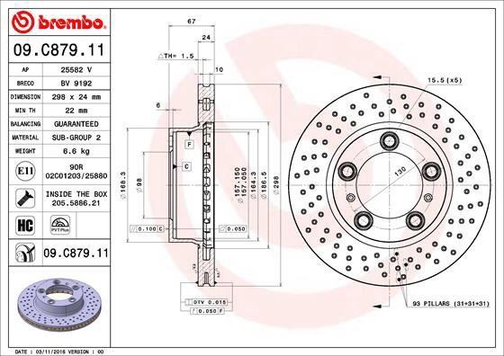 BREMBO brake disc 09. C879.11, set of 2 - Brake Disc