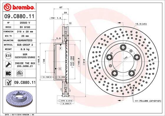 BREMBO brake disc 09. C880.11, set of 2 - Brake Disc