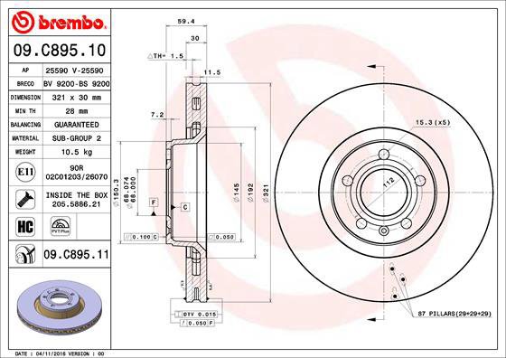 BREMBO brake disc 09. C895.11, set of 2 - Brake Disc