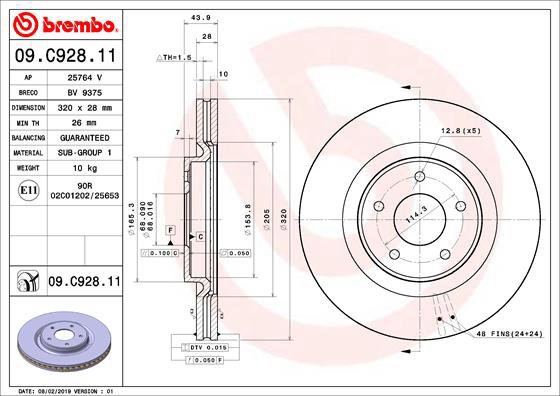 BREMBO brake disc 09. C928.11, set of 2 - Brake Disc
