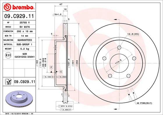 BREMBO brake disc 09. C929.11, set of 2 - Brake Disc