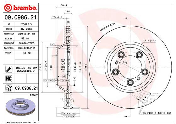 BREMBO brake disc 09. C986.21, set of 2 - Brake Disc
