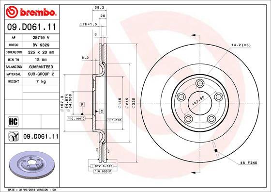 BREMBO brake disc 09. D061.11, set of 2 - Brake Disc