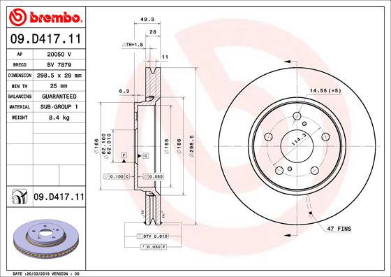 BREMBO brake disc 09. D417.11, set of 2 - Brake Disc