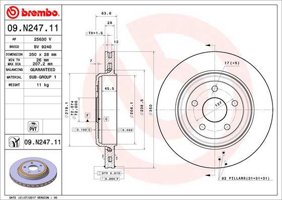 BREMBO brake disc 09. N247.11, set of 2 - Brake Disc