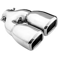 ASSO stainless steel double rectangular exhaust tip, outer diameter 2 × 76 mm, length 230 mm - Exhaust Tail Pipe