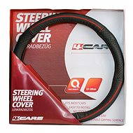 4CARS Genuine leather cover black with red piping - Steering Wheel Cover