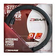 4CARS Genuine Leather Cover Black with Blue Piping - Steering Wheel Cover