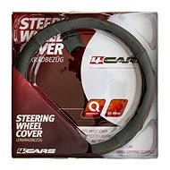 4CARS Genuine leather cover grey with orange trim - Steering Wheel Cover
