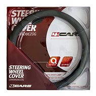 4CARS Genuine leather cover grey with grey piping - Steering Wheel Cover