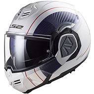 LS2 ADVANT COOPER flip-up helmet white / blue sized. M - Motorbike Helmet
