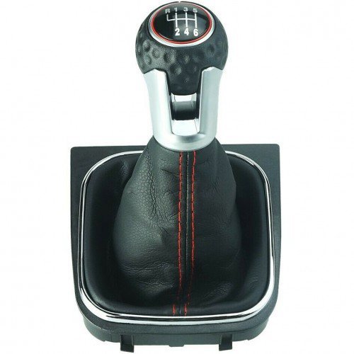 PROTEC Gear lever with cuff, VW Scirocco 3 2008 - 2014 6st red stitching - Gear Stick