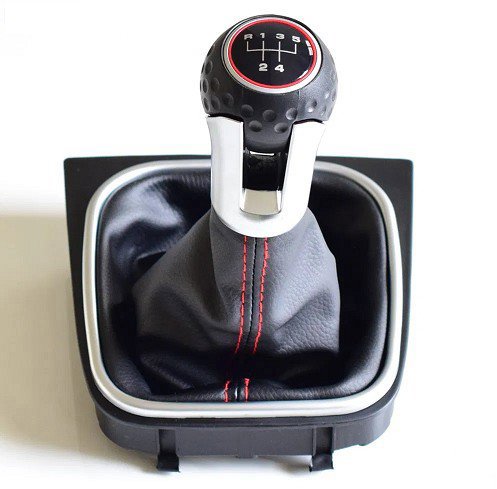 PROTEC Gear lever with cuff, VW Golf V 2003 - 2008 5st red stitching I. - Gear Stick