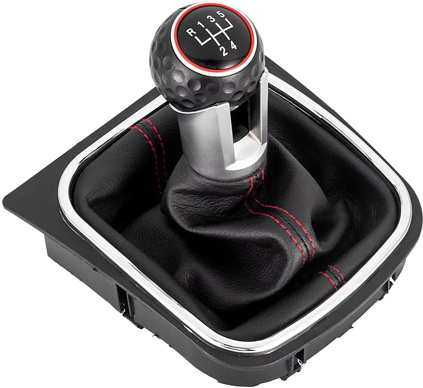 PROTEC Gear lever with cuff, VW Golf 6 2008 - 2013 5st red stitching - Gear Stick