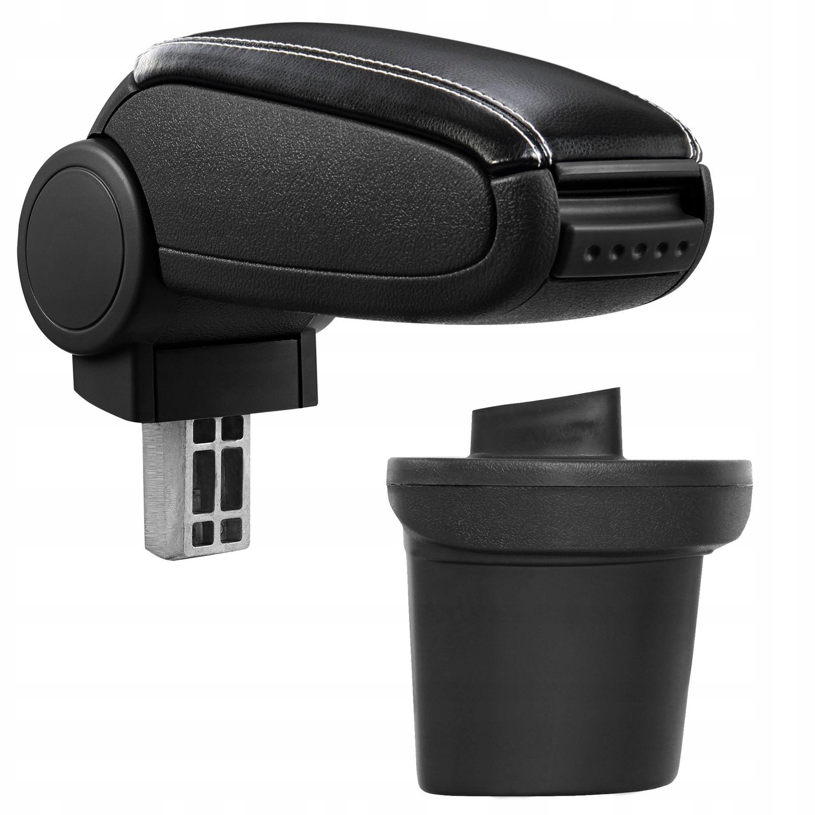 PROTEC Armrest, Fiat Sedici, synthetic leather, black, white stitching from 2006 - Elbow Rest