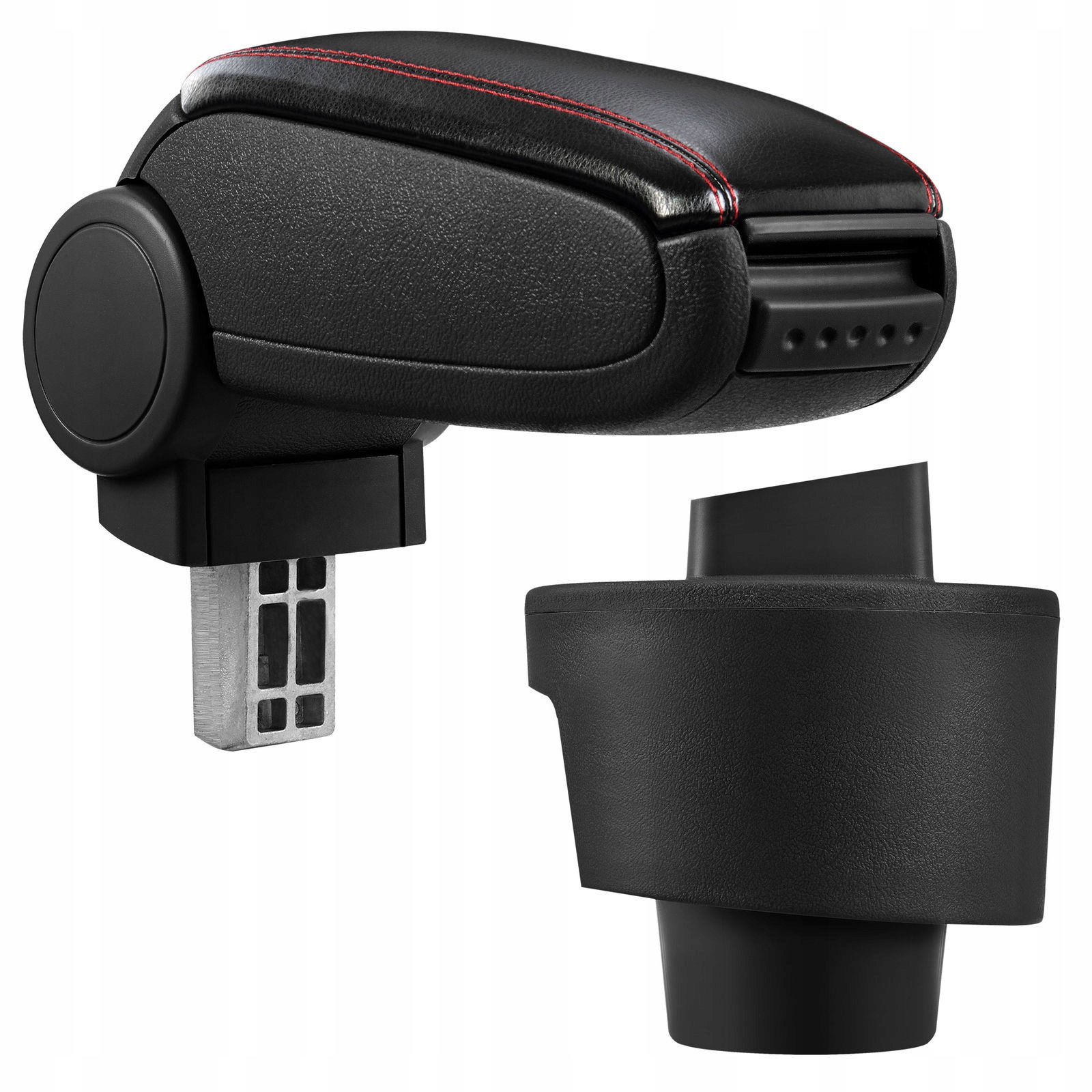 PROTEC Armrest, Seat Ibiza 6J, synthetic leather, black, red stitching 2008 - 2018 - Elbow Rest