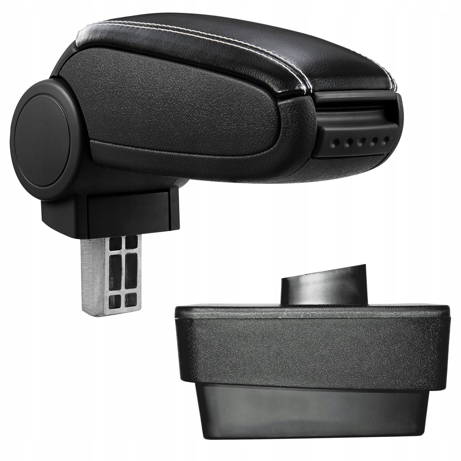PROTEC Armrest, Skoda Fabia III, synthetic leather, black, white stitching from 2014 - Elbow Rest