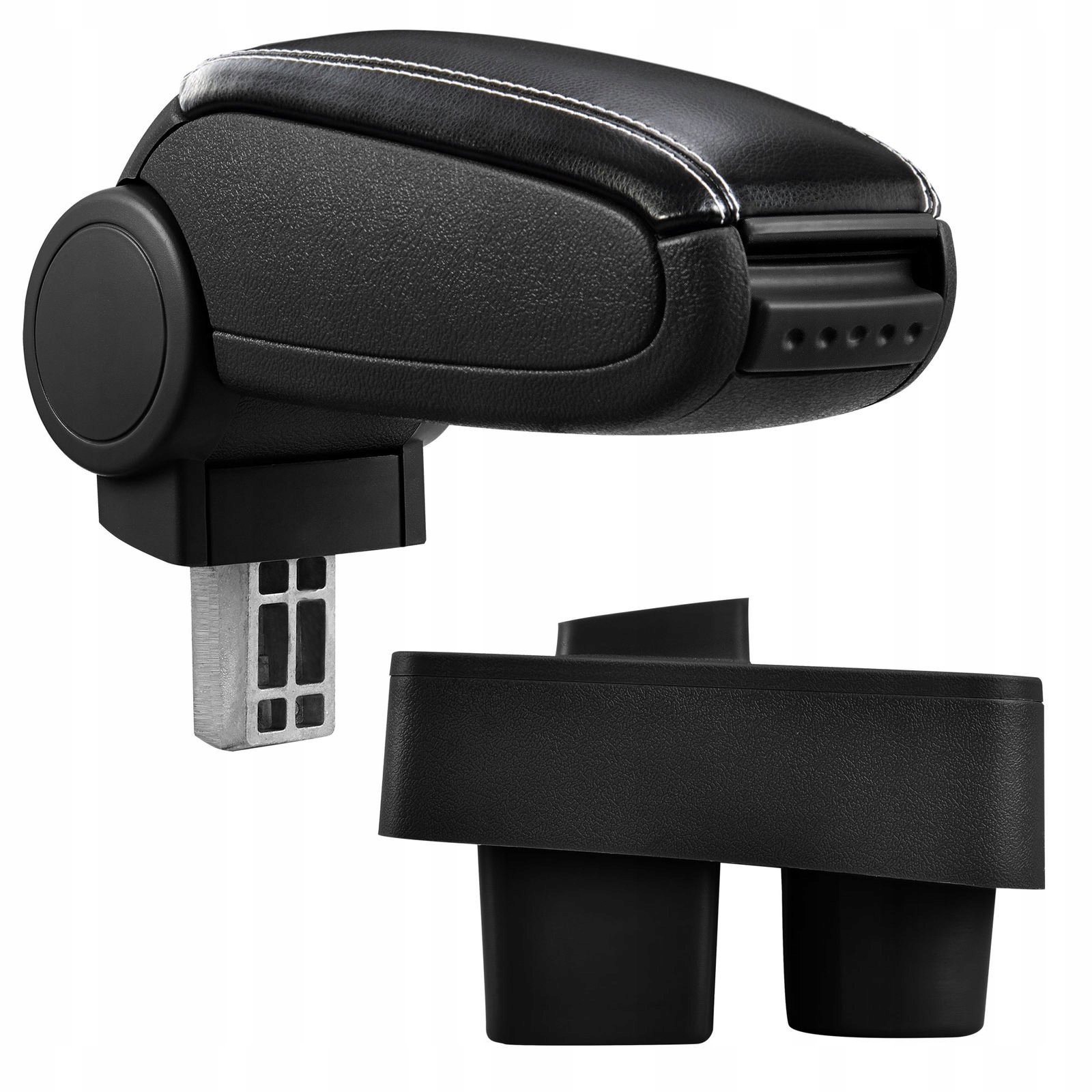 PROTEC Armrest, Skoda Roomster, synthetic leather, black, white stitching from 2006 - Elbow Rest