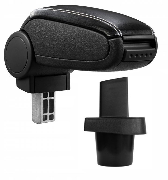 PROTEC Armrest, Toyota Yaris, synthetic leather, black, white stitching 2005 - 2011 - Elbow Rest