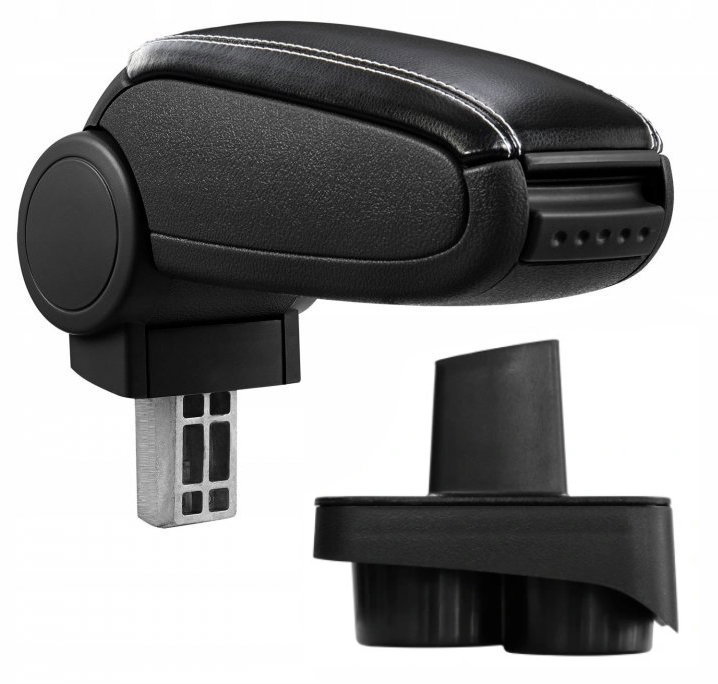 PROTEC Armrest, VW Polo 9N / 9N2 / 9N3, synthetic leather, black, white stitching 2001 - 2009 - Elbow Rest