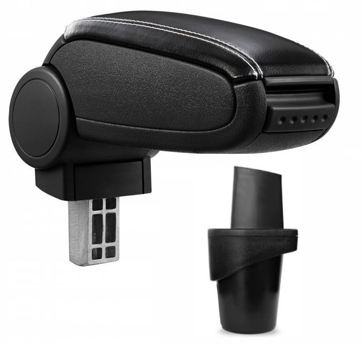 PROTEC Armrest, VW Caddy 2K, synthetic leather, black, white stitching 2003 - 2018 - Elbow Rest