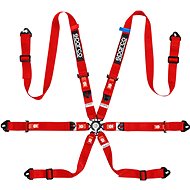 Sparco six-point seat belt with FIA homologation compatible with HANS, 2" straps, red - Safety Belt