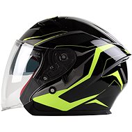MAXX - OF 878 Skutra with plexi and sun visor - black-green reflective XL - Scooter Helmet