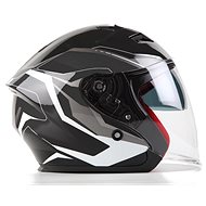 MAXX - OF 868 3XL extra large scooter open with plexi and sun visor - black white silver - Scooter Helmet
