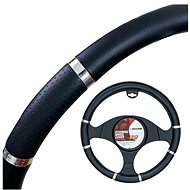 4CARS Steering wheel cover 37-39 cm chrome black - Steering Wheel Cover